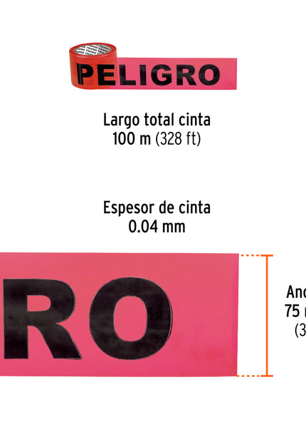 Rollo de 100 m x 75mm de cinta delimitadora peligro Truper