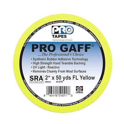 ProTapes Pro Gaff Cinta de tela mate con adhesivo de hule 2" x 55 yardas Amarillo