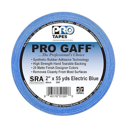 ProTapes Pro Gaff Cinta de tela mate con adhesivo de hule 2" x 55 yardas Azul