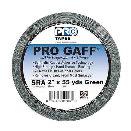 ProTapes Pro Gaff Cinta de tela mate con adhesivo de hule 2" x 55 yardas Negro