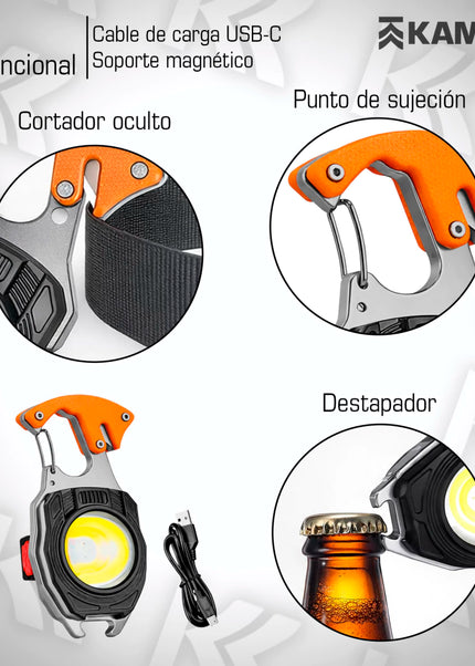 Lámpara LED multifuncional recargable USB-C