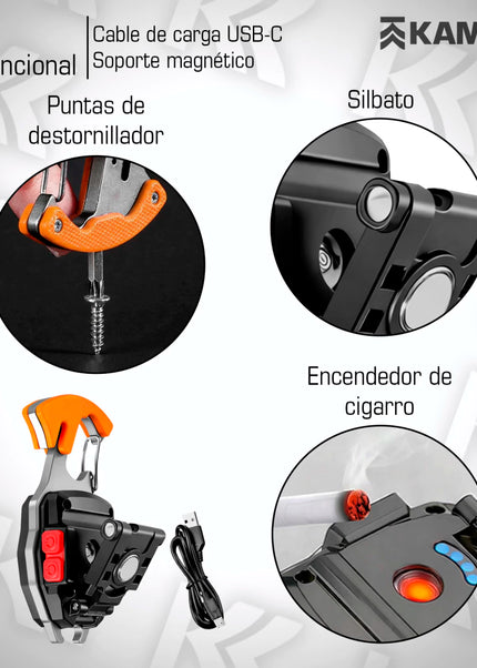 Lámpara LED multifuncional recargable USB-C