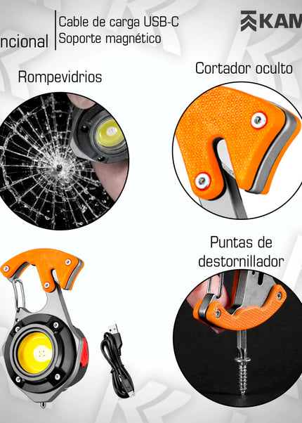 Lámpara LED multifuncional recargable USB-C